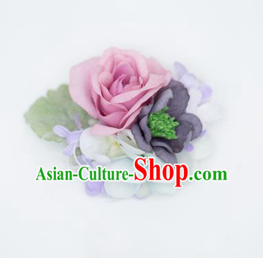 Top Grade Classical Wedding Silk Flowers, Bride Emulational Wrist Flowers Bridesmaid Bracelet Flowers for Women