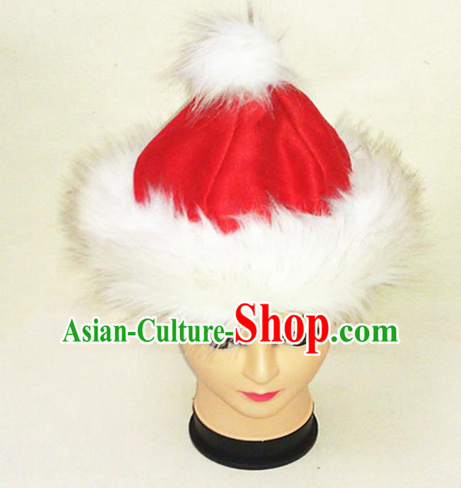 Traditional Chinese Mongol Nationality Dancing Accessories Headdress, Mongolian Folk Dance Ethnic Children Headwear China Mongolian Minority Palace Princess Red Deer Velvet Hat for Kids