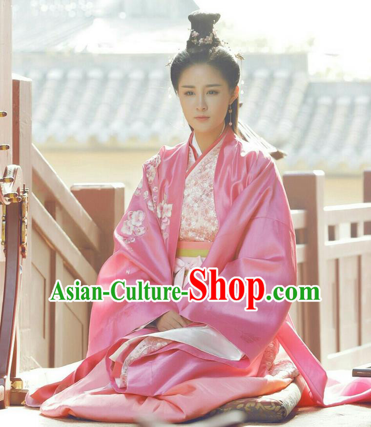 Traditional Ancient Chinese Imperial Consort Costume, Elegant Hanfu Palace Lady Dress Han Dynasty Imperial Concubine Embroidered Tailing Clothing for Women