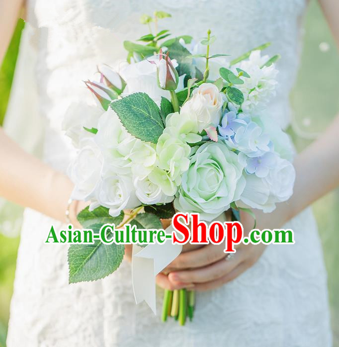 Top Grade Classical Wedding Silk Flowers, Bride Holding Emulational Flowers, Hand Tied Bouquet Flowers for Women