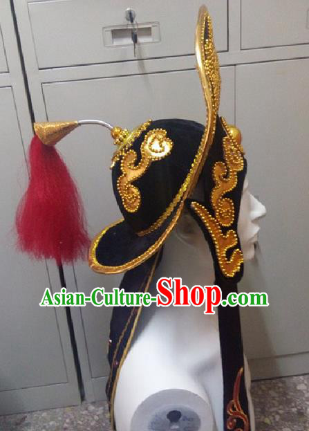 Traditional Ancient Chinese Classical Peking Opera Props, Peking Opera Headwear Changing Faces Hat for Men