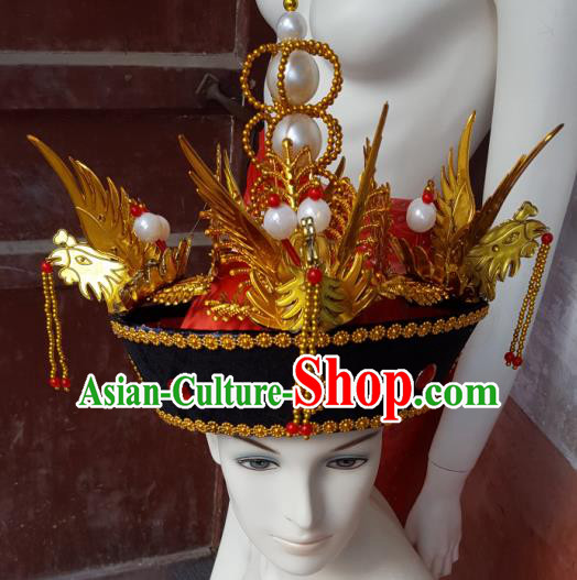 Traditional Chinese Ancient Costume Qing Dynasty Manchu Imperial Empress Wedding Headdress Phoenix Crown Empress Dowager Headband Flag Head for Women