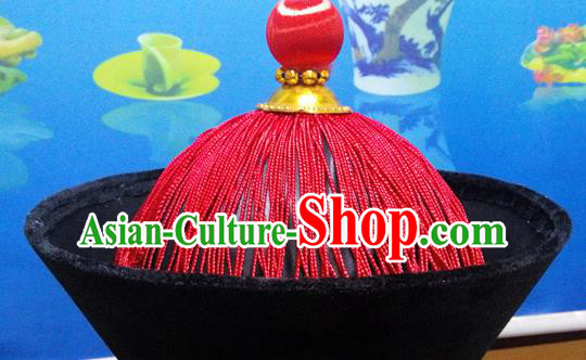 Traditional Chinese Ancient Costume Qing Dynasty Manchu Imperial Minister Headdress Qing Dynasty Officials Hat for Men