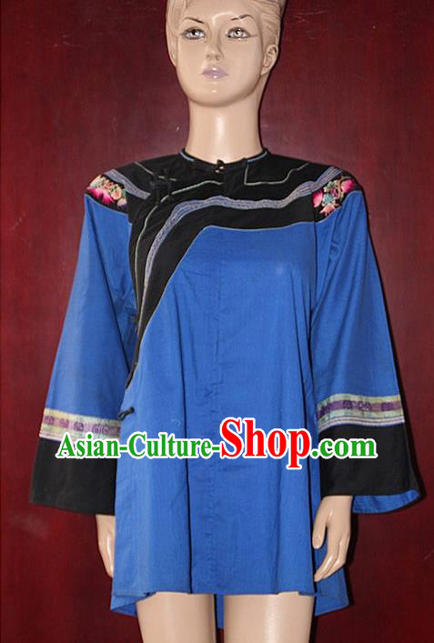 Chinese Hmong Miao Nationality Folk Dance Ethnic Handmade Blouse China Clothing Costume Embroidery Shirt Ethnic Blouse Cultural Dances Costumes for Women