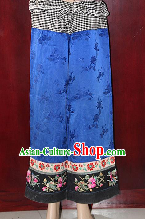 Chinese Hmong Miao Nationality Folk Dance Ethnic Handmade Trousers China Clothing Costume Embroidery Pants Ethnic Pants Cultural Dances Costumes for Women