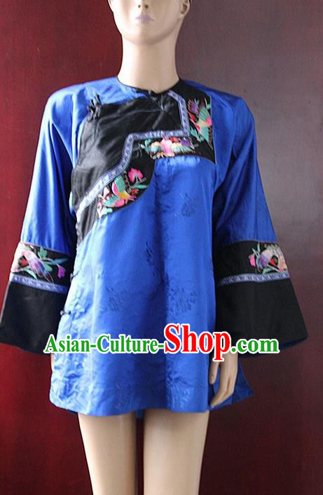 Chinese Hmong Miao Nationality Folk Dance Ethnic Handmade Blouse China Clothing Costume Embroidery Shirt Ethnic Blouse Cultural Dances Costumes for Women