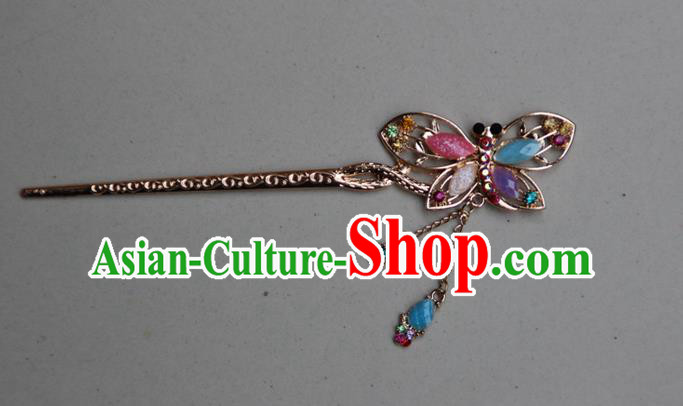 Traditional Chinese Miao Ethnic Minority Palace Hair Jewelry Accessories, Hmong Handmade Butterfly Tassel Hairpins, Miao Ethnic Jewelry Accessories Hair Claw for Women