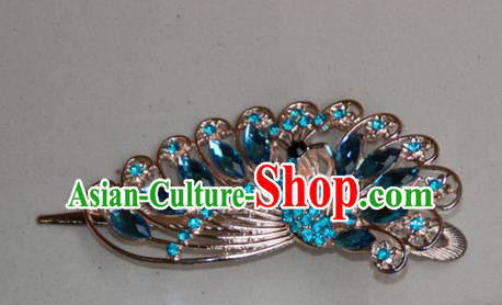 Traditional Chinese Miao Ethnic Minority Palace Hair Jewelry Accessories, Hmong Handmade Peacock Hairpins, Miao Ethnic Jewelry Accessories Hair Claw for Women