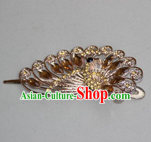 Traditional Chinese Miao Ethnic Minority Palace Hair Jewelry Accessories, Hmong Handmade Peacock Hairpins, Miao Ethnic Jewelry Accessories Hair Claw for Women