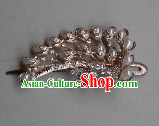 Traditional Chinese Miao Ethnic Minority Palace Hair Jewelry Accessories, Hmong Handmade Peacock Hairpins, Miao Ethnic Jewelry Accessories Hair Claw for Women