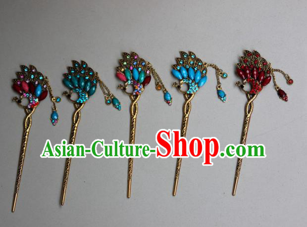 Traditional Chinese Miao Ethnic Minority Palace Hair Jewelry Accessories, Hmong Handmade Peacock Hairpins, Miao Ethnic Jewelry Accessories Hair Claw for Women