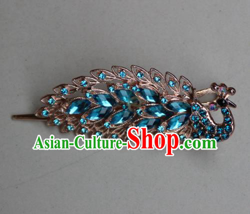 Traditional Chinese Miao Ethnic Minority Palace Hair Jewelry Accessories, Hmong Handmade Peacock Hairpins, Miao Ethnic Jewelry Accessories Hair Claw for Women