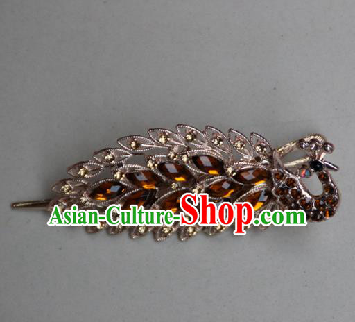 Traditional Chinese Miao Ethnic Minority Palace Hair Jewelry Accessories, Hmong Handmade Peacock Hairpins, Miao Ethnic Jewelry Accessories Hair Claw for Women