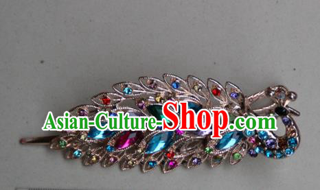 Traditional Chinese Miao Ethnic Minority Palace Hair Jewelry Accessories, Hmong Handmade Peacock Hairpins, Miao Ethnic Jewelry Accessories Hair Claw for Women