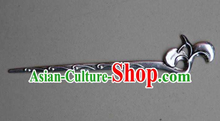 Traditional Chinese Ancient Miao Ethnic Minority Palace Hair Jewelry Accessories, Hmong Handmade Silver Hairpins, Miao Ethnic Jewelry Accessories Hair Claw for Women