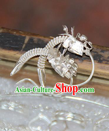 Traditional Chinese Ancient Miao Ethnic Minority Palace Earrings, Hmong Handmade Silver Amulet Earrings for Women