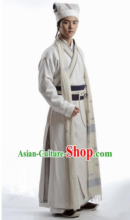 Traditional Chinese Ming Dynasty Scholar Costume, Chinese Ancient Scholar Dress and Hat for Men