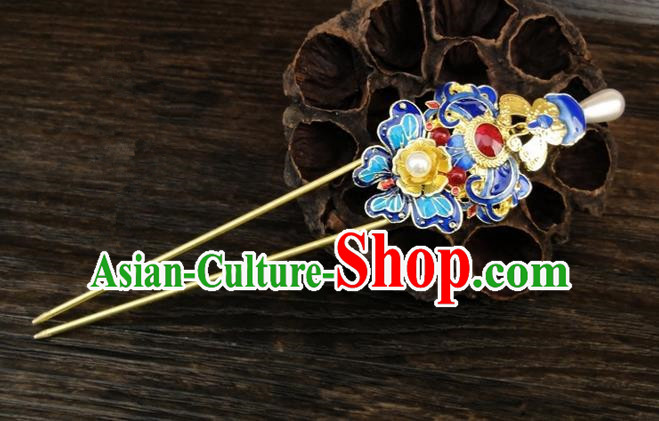 Traditional Handmade Chinese Ancient Classical Hair Accessories Barrettes Hairpin, Blueing Hair Sticks Hair Jewellery, Hair Fascinators Hairpins for Women