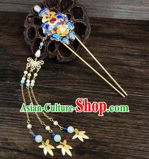 Traditional Handmade Chinese Ancient Classical Hair Accessories Barrettes Hairpin, Blueing Hair Sticks Hair Jewellery, Hair Fascinators Hairpins for Women