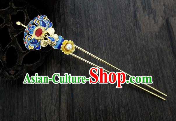 Traditional Handmade Chinese Ancient Classical Hair Accessories Barrettes Hairpin, Blueing Hair Sticks Hair Jewellery, Hair Fascinators Hairpins for Women