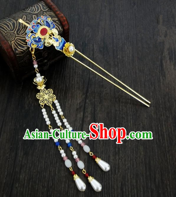 Traditional Handmade Chinese Ancient Classical Hair Accessories Barrettes Hairpin, Blueing Hair Sticks Hair Jewellery, Hair Fascinators Hairpins for Women