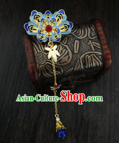 Traditional Handmade Chinese Ancient Classical Hair Accessories Barrettes Hairpin, Blueing Hair Sticks Hair Jewellery, Hair Fascinators Hairpins for Women