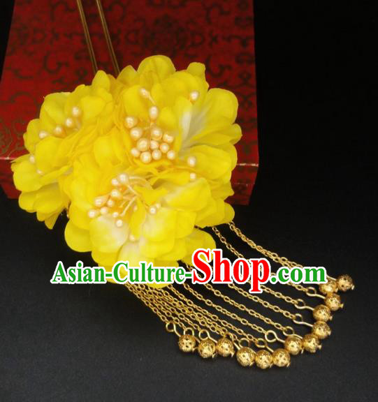 Traditional Handmade Chinese Ancient Classical Hair Accessories Barrettes Hairpin, Flowers Tassel Headdress Hair Jewellery, Hair Fascinators Hairpins for Women