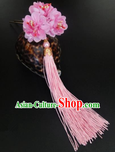 Traditional Handmade Chinese Ancient Classical Hair Accessories Barrettes Hairpin, Flowers Long Tassel Headdress Hair Jewellery, Hanfu Hair Fascinators Hairpins for Women