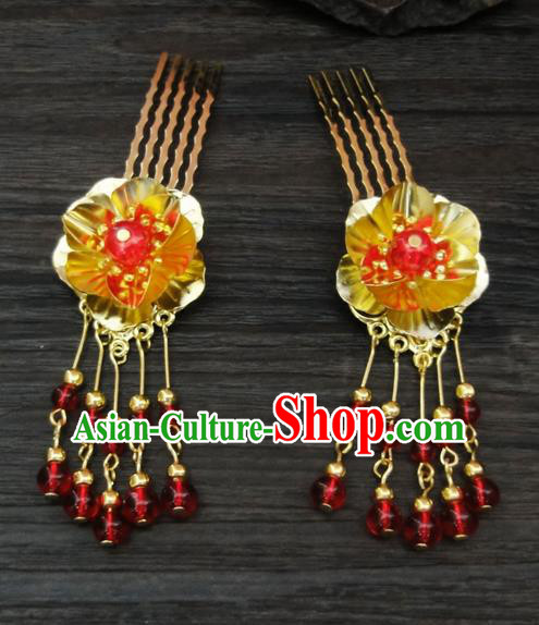 Traditional Handmade Chinese Ancient Classical Hair Accessories Barrettes Hairpin, Flowers Tassel Headdress Hair Jewellery, Hair Fascinators Hairpins for Women