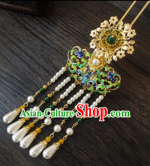 Traditional Handmade Chinese Ancient Classical Hair Accessories Barrettes Hairpin, Blueing Lotus Hair Sticks Hair Jewellery, Hair Fascinators Hairpins for Women