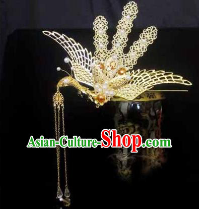 Traditional Handmade Chinese Ancient Classical Hair Accessories Bride Wedding Barrettes Phoenix Coronet, Hair Sticks Hair Jewellery, Hair Fascinators Hairpins for Women