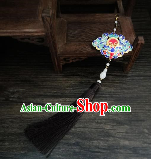 Traditional Handmade Chinese Ancient Classical Jewellery Accessories Palace Tassel Sword Taeniasis, Blueing Waist Pendant for Women