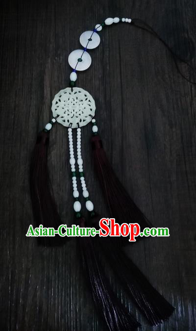 Traditional Handmade Chinese Ancient Classical Jewellery Accessories Five Bats Tassel Palace Good Luck Taeniasis, Blueing Waist Jade Pendant for Women