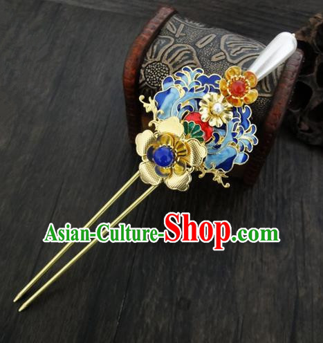 Traditional Handmade Chinese Ancient Classical Hair Accessories Barrettes Hairpin, Blueing Hair Sticks Hair Jewellery, Hair Fascinators Hairpins for Women