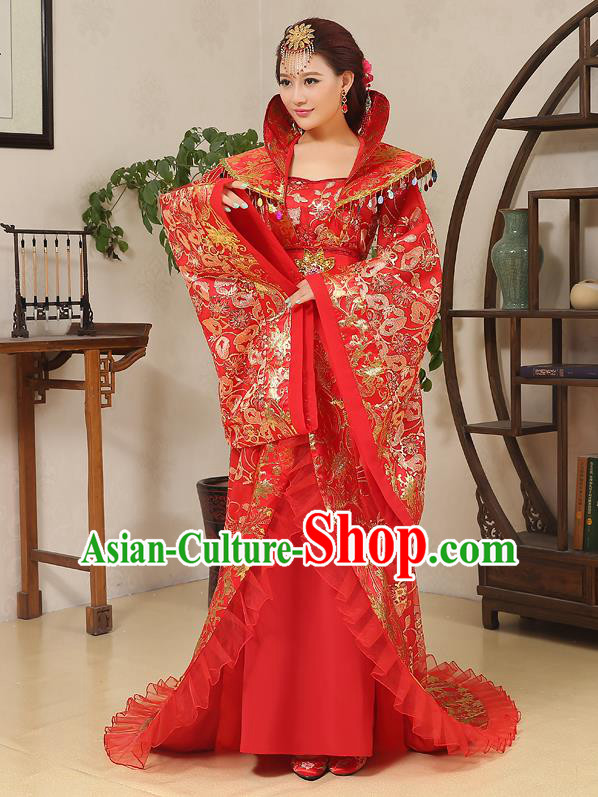 Traditional Ancient Chinese Imperial Emperess Costume, Chinese Wedding Dress, Cosplay Chinese Peri Imperial Princess Tailing Clothing Hanfu for Women