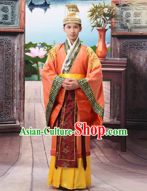 Traditional Ancient Chinese Imperial Emperor Costume, Chinese Han Dynasty Male Wedding Dress, Cosplay Chinese Imperial King Clothing Hanfu for Men