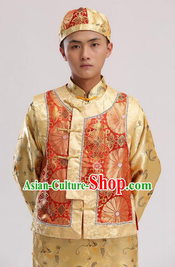 Traditional Ancient Chinese Imperial Emperor Costume, Chinese Qing Dynasty Male Wedding Dress, Cosplay Chinese Imperial Prince Clothing Hanfu for Men