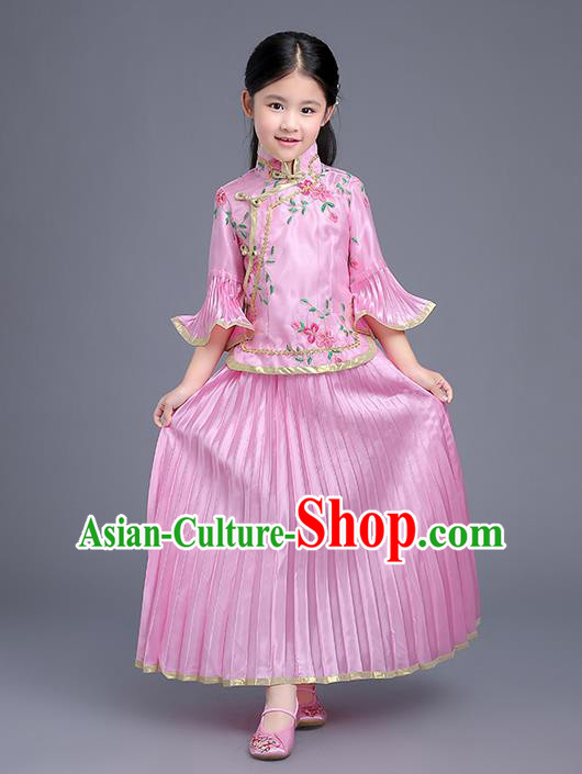 Traditional Ancient Chinese Imperial Emperess Costume, General Chai and Lady Balsam Costume, Chinese Qing Dynasty Republic of China Children Dress, Cosplay Chinese Peri Imperial Princess Clothing Hanfu for Kids