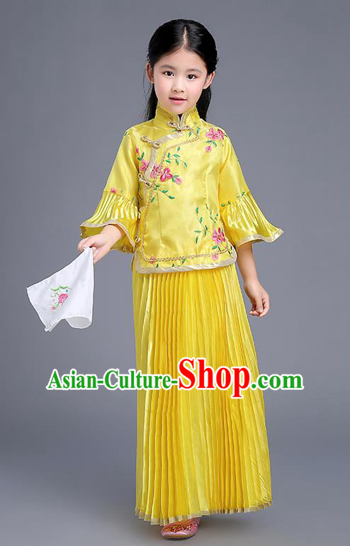 Traditional Ancient Chinese Imperial Emperess Costume, General Chai and Lady Balsam Costume, Chinese Qing Dynasty Republic of China Children Dress, Cosplay Chinese Peri Imperial Princess Clothing Hanfu for Kids