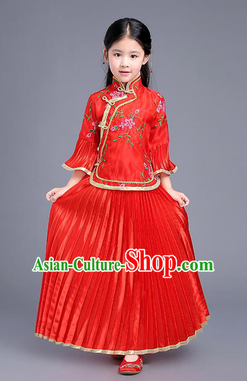 Traditional Ancient Chinese Imperial Emperess Costume, General Chai and Lady Balsam Costume, Chinese Qing Dynasty Republic of China Children Dress, Cosplay Chinese Peri Imperial Princess Clothing Hanfu for Kids