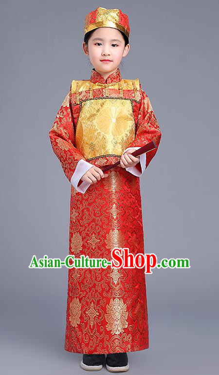 Traditional Ancient Chinese Imperial Emperor Costume, Chinese Qing Dynasty Dress, Cosplay Chinese Imperial Prince Clothing for Kids