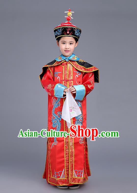 Traditional Ancient Chinese Imperial Empress Costume, Chinese Qing Dynasty Children Dress, Cosplay Chinese Imperial Queen Clothing for Kids