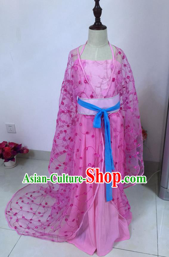 Traditional Ancient Chinese Imperial Emperess Costume, Chinese Wedding Dress, Cosplay Chinese Peri Imperial Princess Tailing Clothing Hanfu for Kids