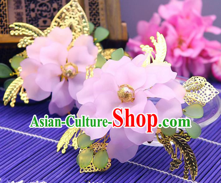 Traditional Handmade Chinese Ancient Classical Hair Accessories Barrettes Hairpin, Bride Wedding Silk Flower Hair Sticks, Hair Fascinators Hairpins for Women