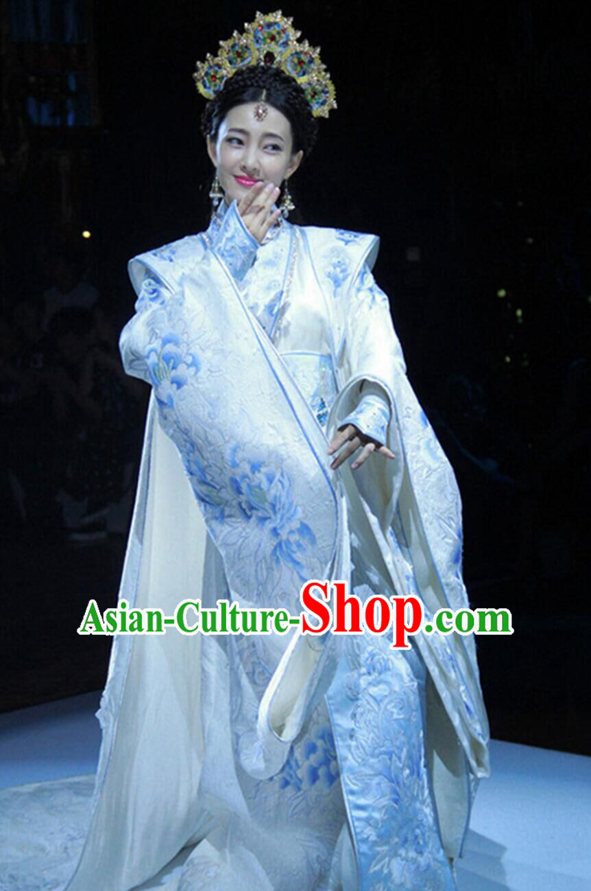 Traditional Ancient Chinese Imperial Emperess Costume, Chinese Tang Dynasty Wedding Dress, Cosplay Chinese Peri Imperial Princess Tailing Clothing Embroidered Hanfu Dress for Women