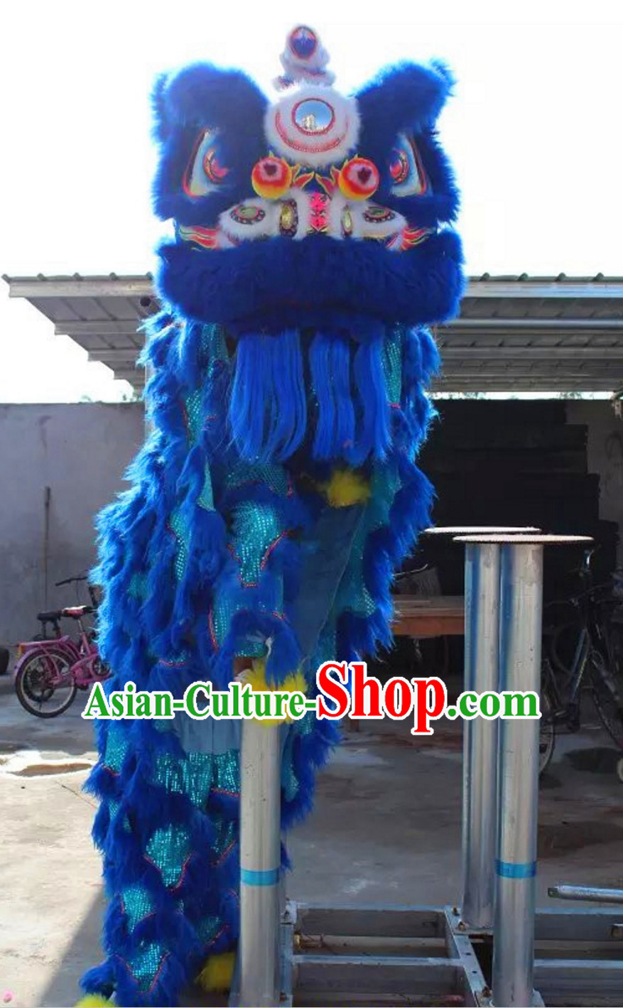 Chinese Folk Arts Natural Wool Lion Dance Costumes Complete Set