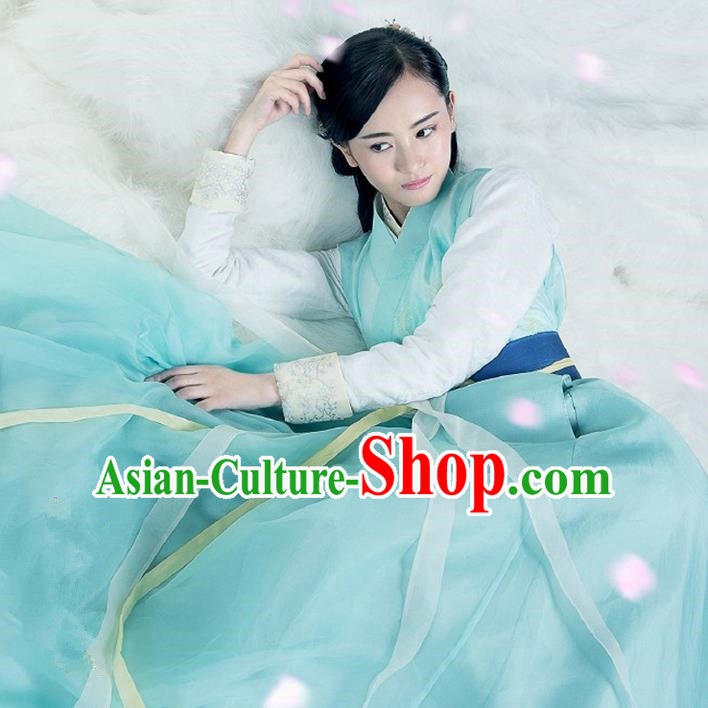 Traditional Ancient Chinese Imperial Princess Costume, Chinese Han Dynasty Young Lady Dance Dress, Cosplay Chinese Peri Clothing Hanfu for Women