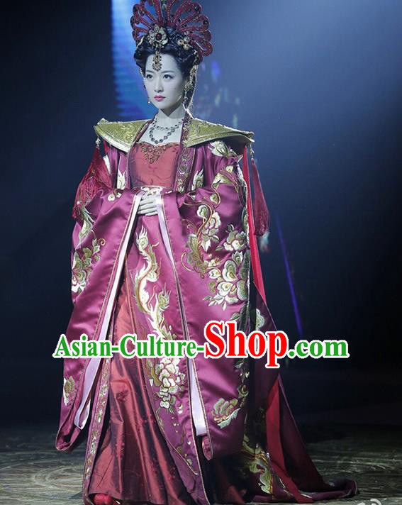 Traditional Ancient Chinese Imperial Emperess Costume, Chinese Tang Dynasty Lady Wedding Dress, Cosplay Chinese Emperess Embroidered Clothing Phoenix Costume for Women