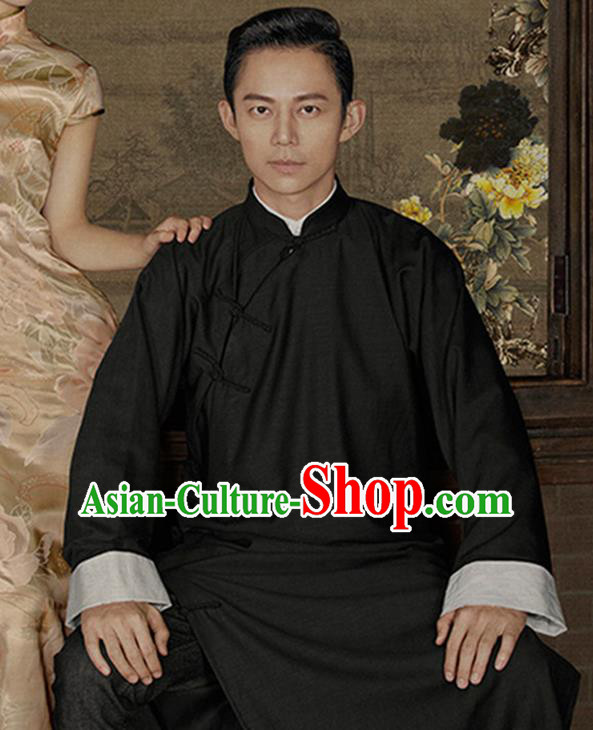 Traditional Ancient Chinese Republic of China Red Gown Crosstalk Robes Qing Dynasty Minguo Costumes for Men