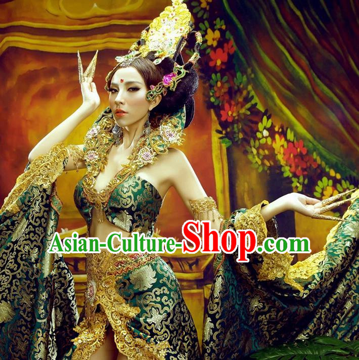 Traditional Ancient Indian Palace Sari Costumes, Indian Young Lady Belly Dance Dress for Women